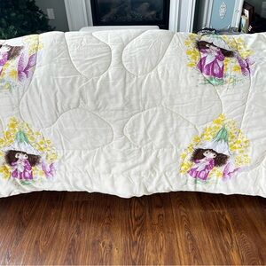 Vintage 1980s Victoria Plum Quilted Comforter Print 80”x 60 blanket angela R